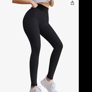 Black Ruched Butt Shark Scales Hi-Waist Leggings S